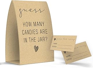 How Many Candies Are In The Jar, Kraft, Baby Shower Games, Baby Shower Decorations - One Sign and 50 Cards(005)
