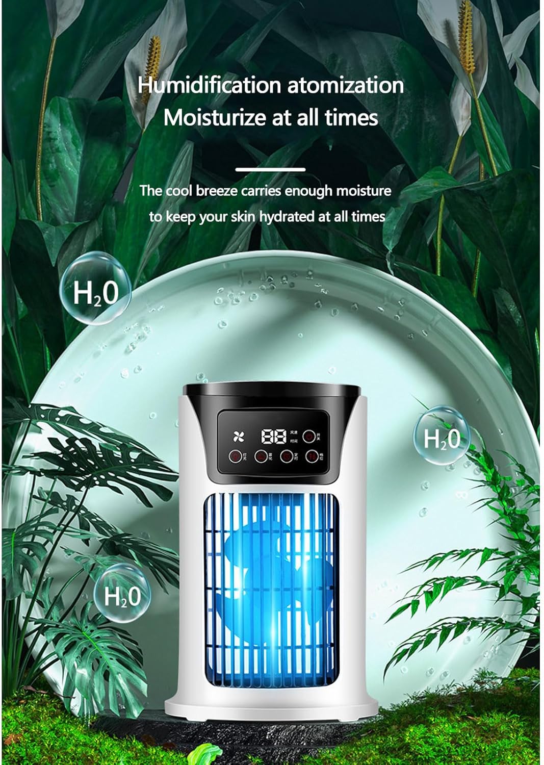 Small Air Conditioner, White, Tabletop, Silent Operation, Water Spray Cooling, Simple Controls, Residential Use