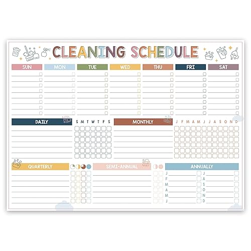 Magnetic Cleaning Schedule and Checklist Dry Erase Board - Reusable