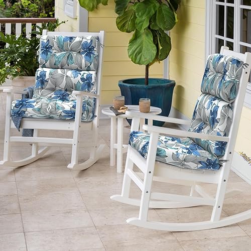 Miniatura 7 de Cojines para sillas mecedoras para exteriores, antideslizantes, con respaldo antideslizante, cojín para silla de respaldo alto para sillas de patio,