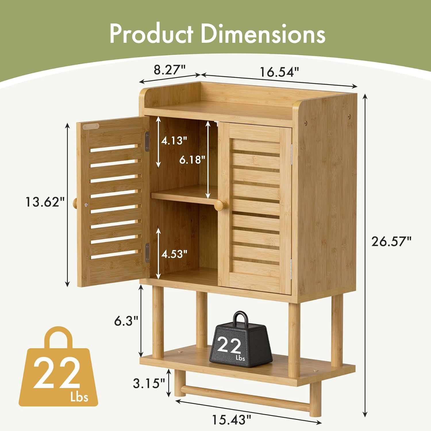 AmazerBath Bathroom Wall Cabinet, Bamboo Over The Toilet Storage Cabinet, Hanging Medicine Cabinets with Towel Bar, Wall Mounted Storage Shelf with Adjustable Shelves for Small Spaces