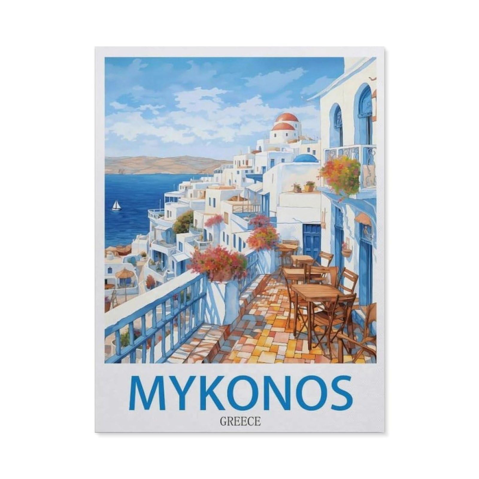 Metal Signs，Mykonos Greece，Nostalgic Man Cave Tin Metal Sign Hanging Wall Plaque Kitchen Shed Garage(15x30cm）6x12 inch-EE37