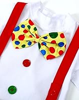 Vista 4 de COSLAND Disfraz de payaso para bebé niño, mameluco de circo con sombrero, 3-24 meses