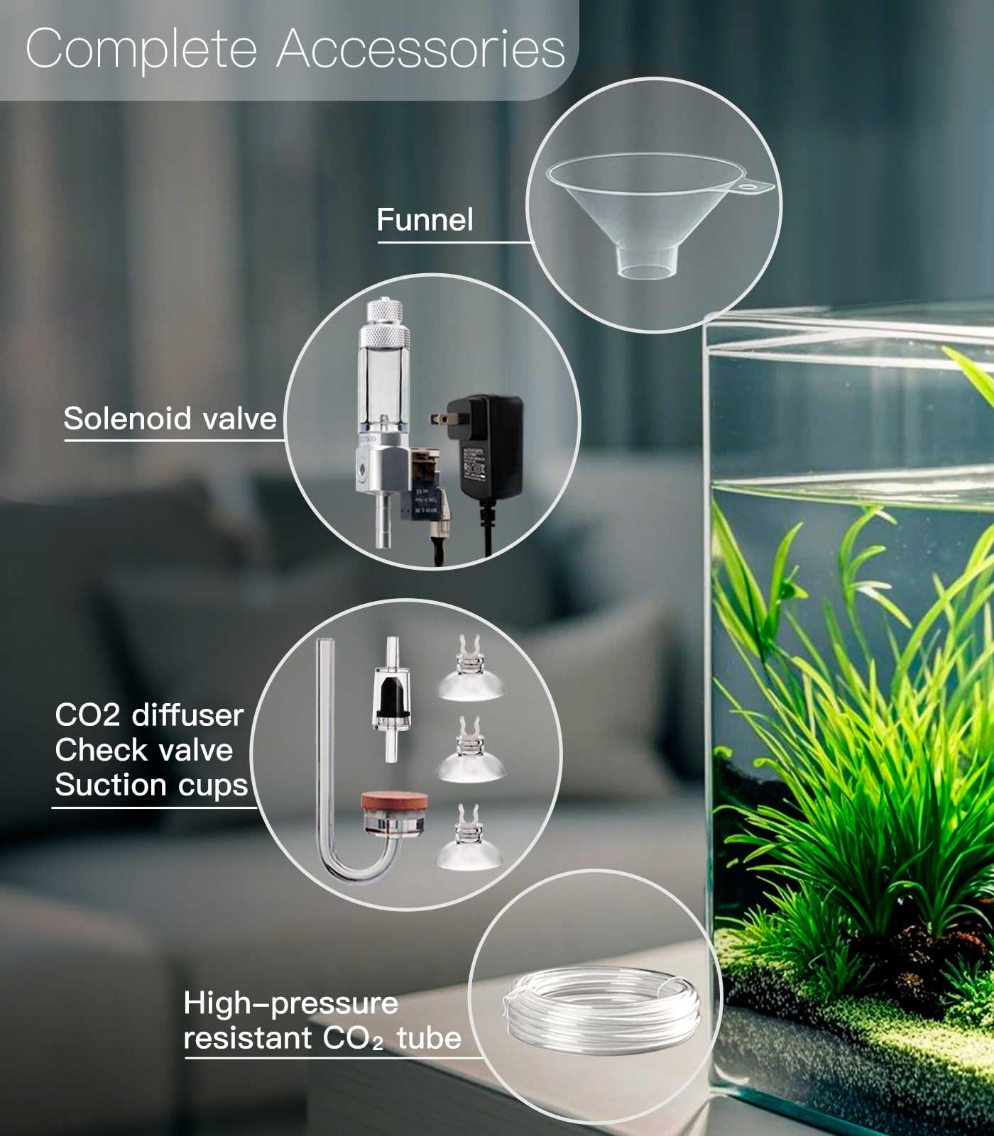 Générateur de système de CO2 d'aquarium 1 L, kit de réacteur de dioxyde de carbone en acier inoxydable avec régulateur électrovanne pour plantes d'aquarium (G600SMini), kit d'aquarium CO2