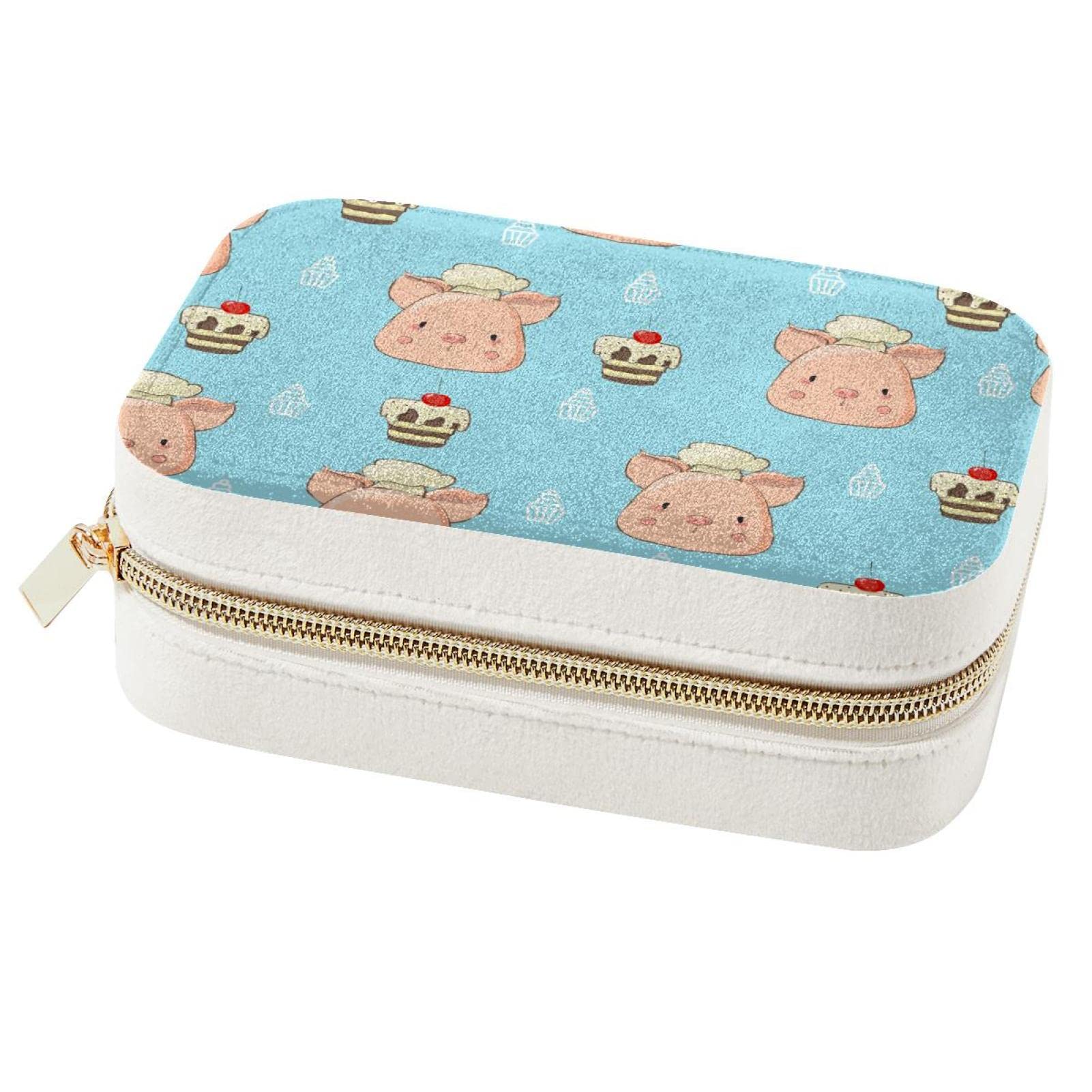 Boîte à bijoux de voyage Chef Pig un cadeau bleu pour femmes