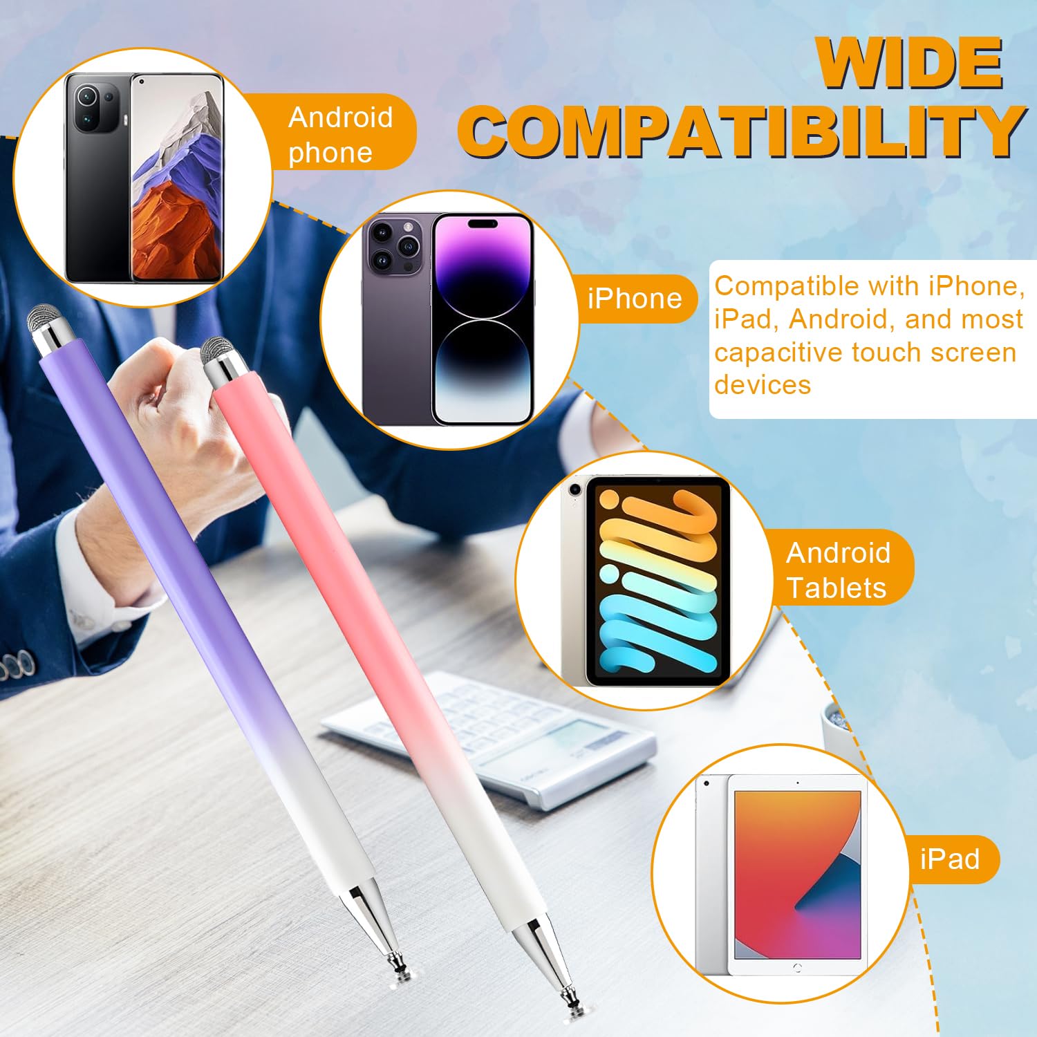 Pennino capacitivo per touchscreen (confezione da 5), con tappo magnetico, penna stilo 2 in 1 ad alta precisione per iPad/iPhone/Nintendo Switch/Samsung/smartphone e tablet Android, compatibile con