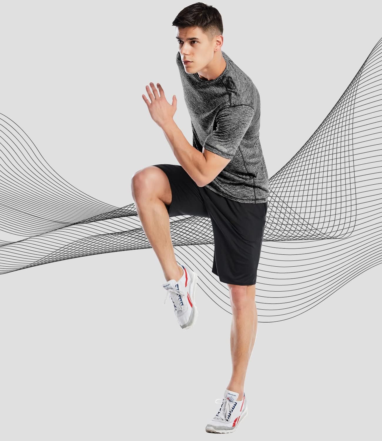 Zengjo Athletic Shirts for Men Short Sleeve Quick Dry Workout Running Gym Sport Exercise Tee Moisture Wicking - Image 2