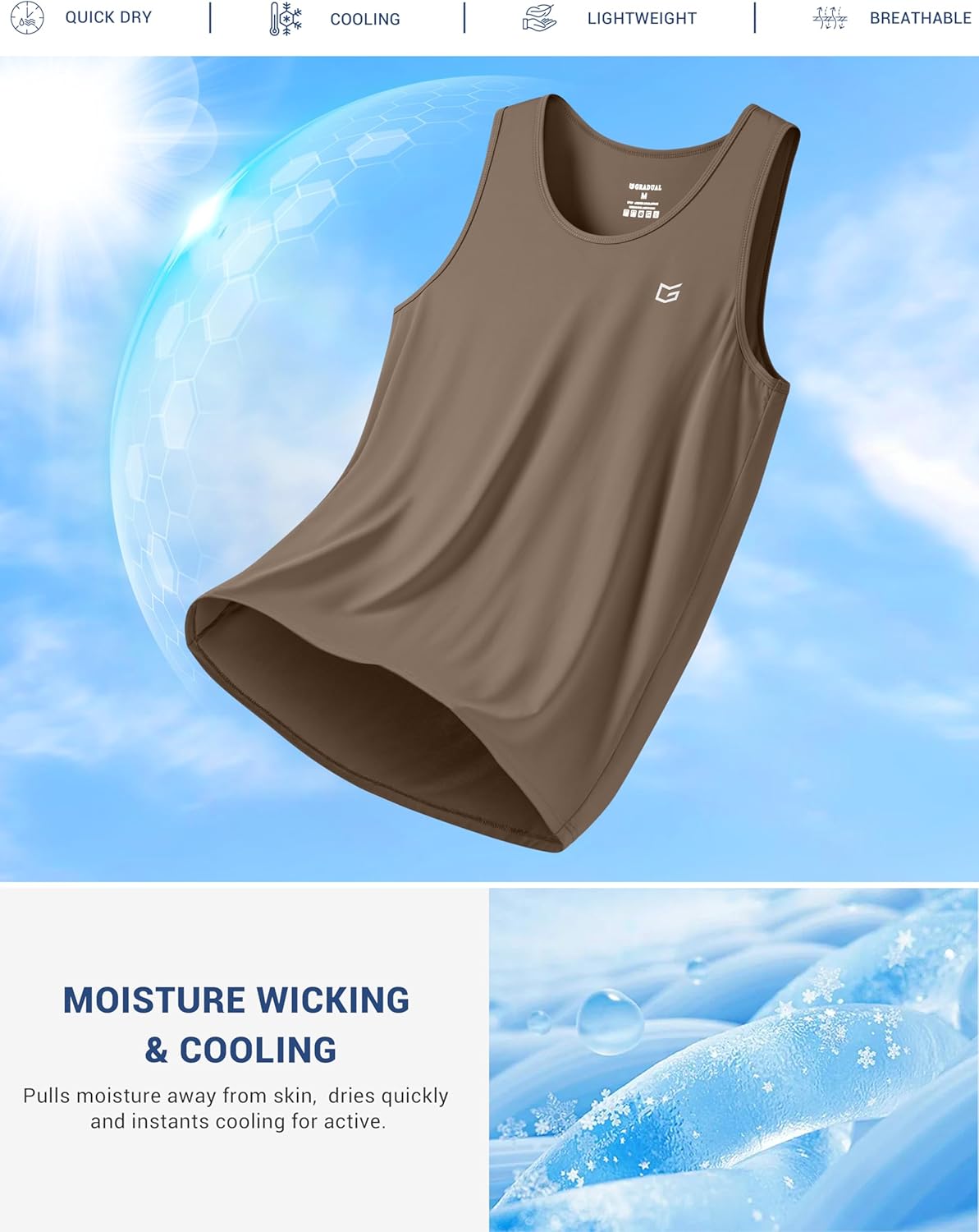 G Gradual Men's Workout Tank Tops Sleeveless Muscle Shirts Summer UPF 50+ Quick Dry Shirts for Men Athletic Running Gym - Image 5