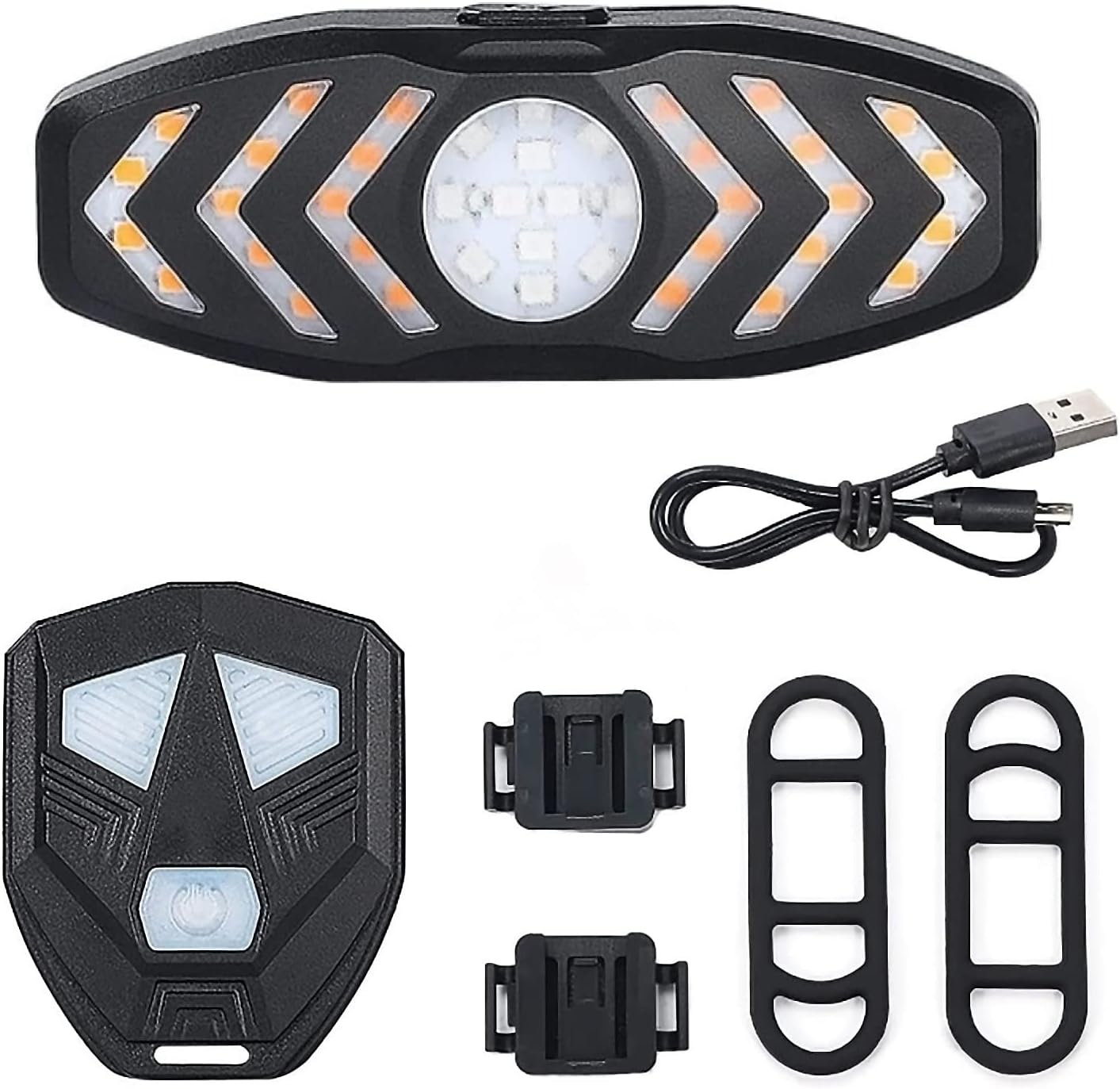 Bike Turn Signals Tail Light, WASAGA Red Rear Lights with Wireless Remote Control, USB Rechargeable Ultra Bright Safety Warning Life Waterproof Cycling Taillight for Night, Brightest Indicators