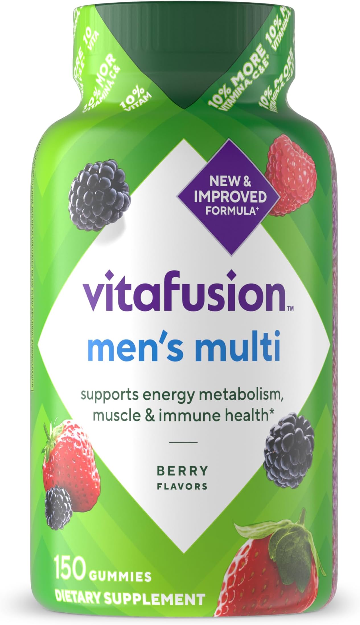 VitaFusion, 男性用、総合マルチビタミン、ナチュラルベリー味、グミ150個入り