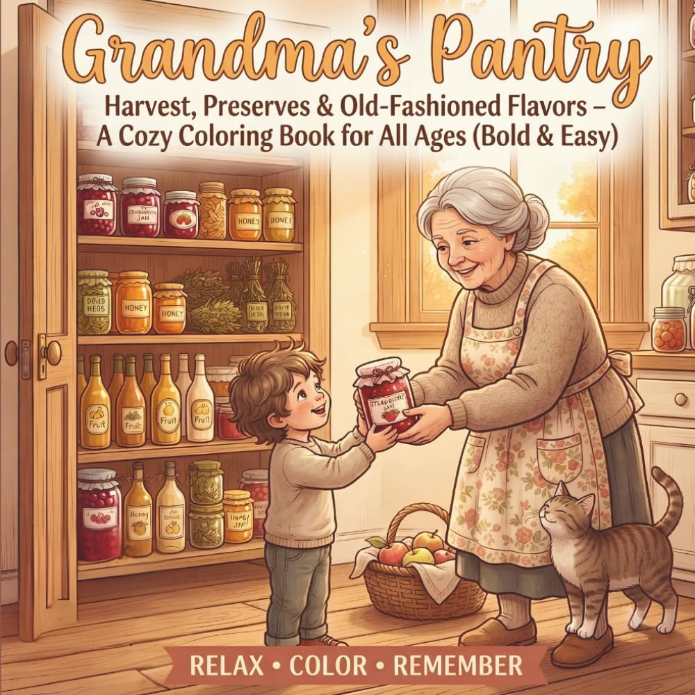 Grandma's Pantry: Harvest, Preserves & Old-Fashioned Flavors - A Cozy Coloring Book for All Ages (Bold & Easy)