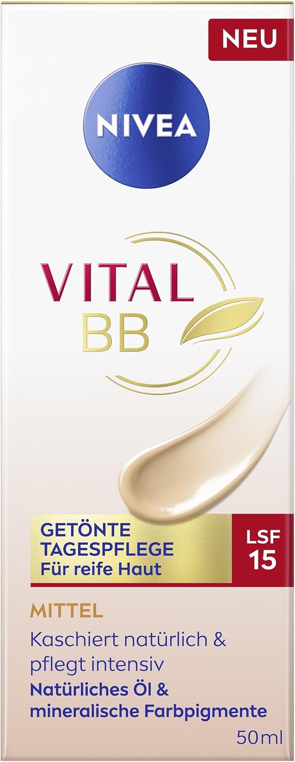 NIVEA Vital BB krem tonujący – mineralne pigmenty + nawilżenie przez 24h – SPF 15, 50 ml