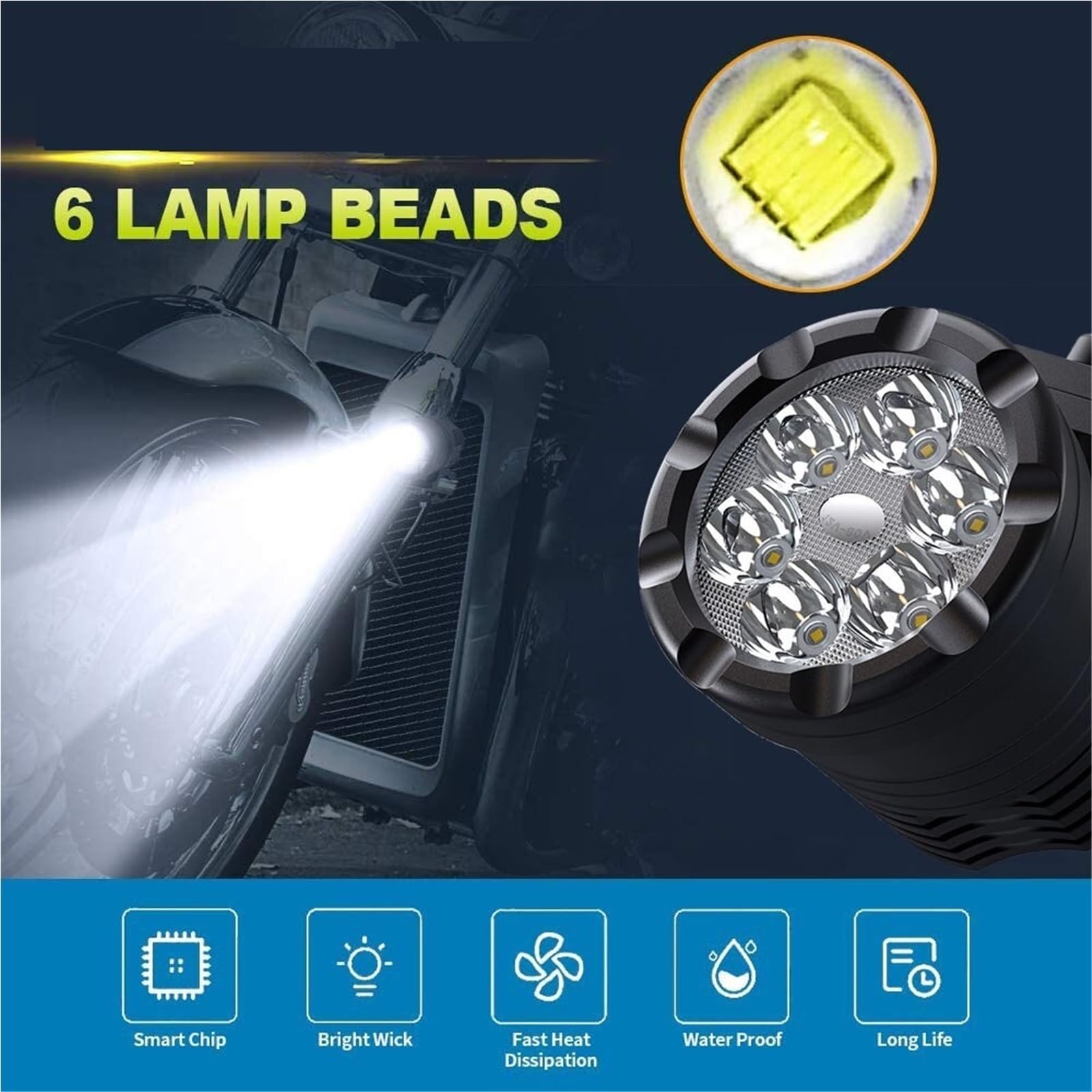 Anabbaglianti Fari a LED da 60 W per moto, faretti universali per moto con interruttore adatti per BMW R1200GS ADV F800GS F650 K1200S Luci per motociclette(2PCS 60W-switch)
