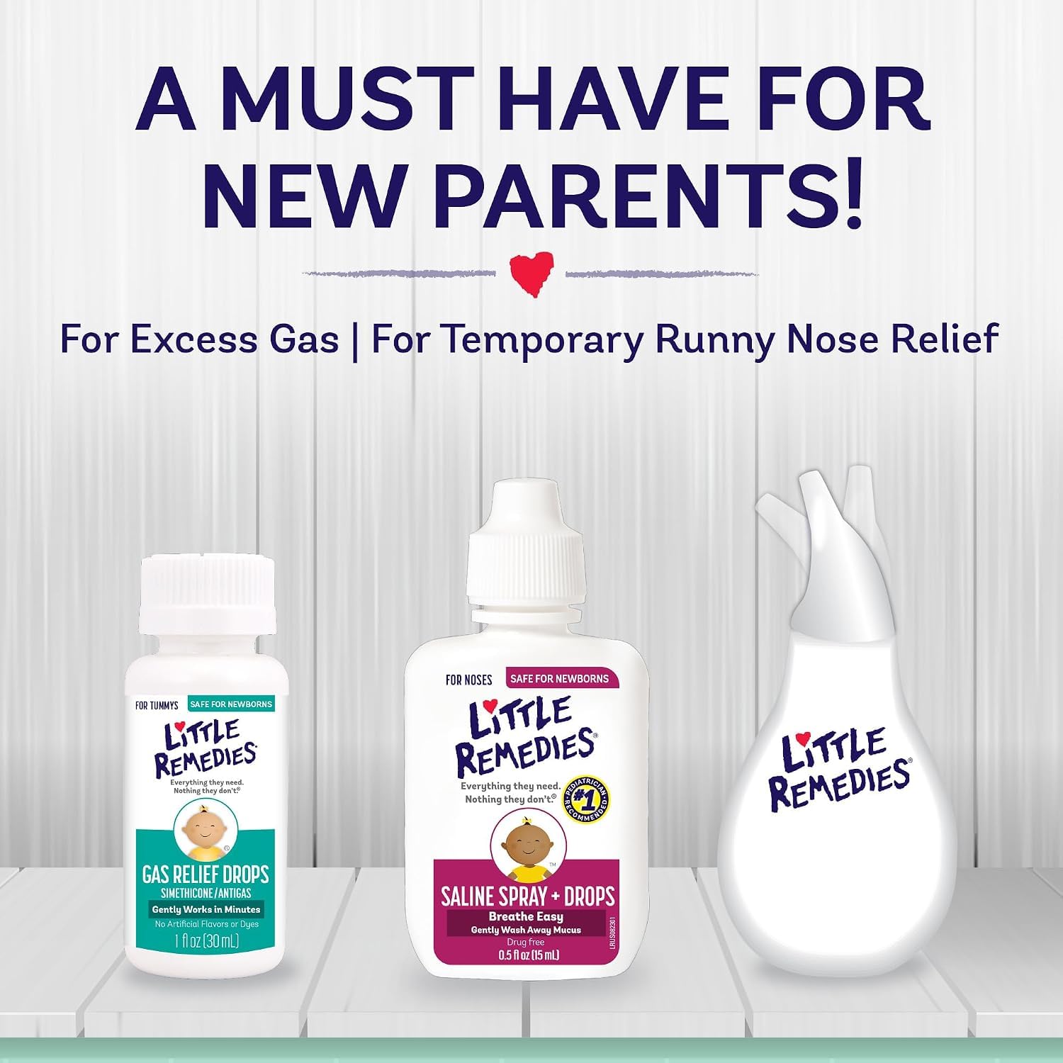 Little Remedies New Baby Essentials Kit with Saline Nasal Spray, Diaper Rash Cream, Gas Relief Drops, Gripe Water & More, Safe for Newborns, Multi-Color view 3