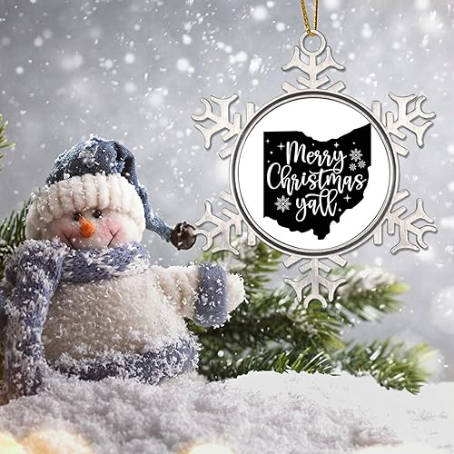 Miniatura 45 de South Dakota Xmas Tree Ornaments American State USA States Metal Snowflake Christmas Tree Hanging Ornament Merry Christmas Y’All Christmas South