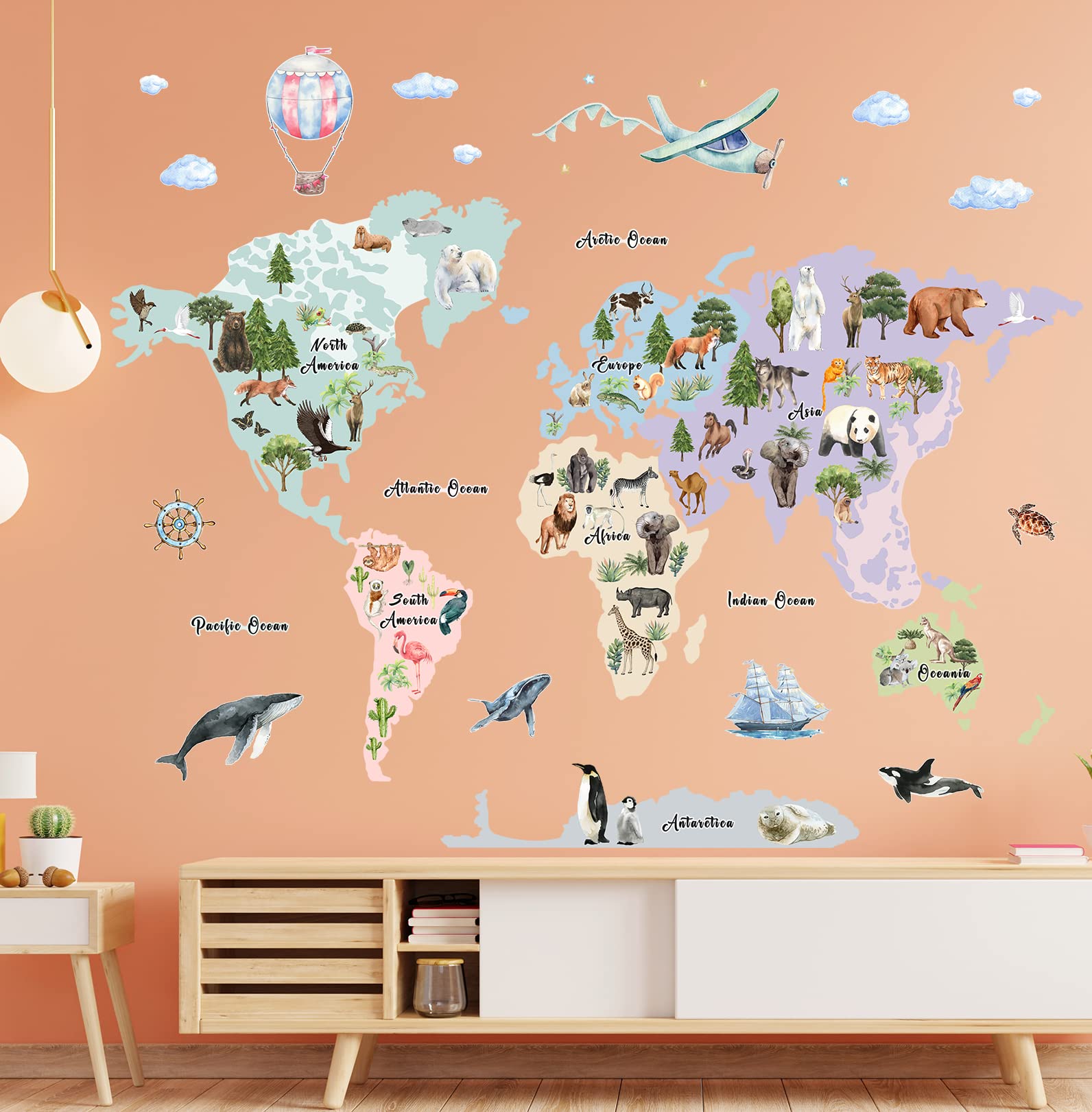 Buy Large Wall Stickers Animal World Wall Decals for Kids, Peel and