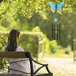 MUMTOP Chimes de vent de papillon pour l'extérieur, Chimes à vent en verre teinté pour patio, extérieur,Jardin,Yard,Coastal,Venteau,Décor à la maison ou Cadeaux pour les femmes(Couleur)