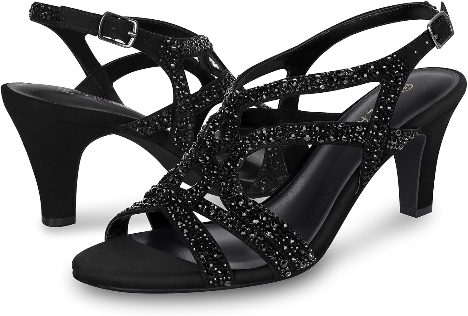 PIZZ ANNU Women's Amelia Heels Sandals Sparkle Crystal Open Toe Slingback High Heel Sandals Dress Pumps Shoes for Party Wedding - Image 4