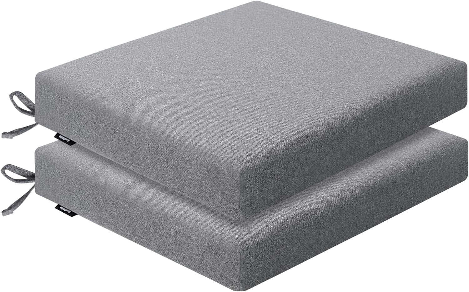 Outdoor Chair Cushions 22 x 22 x 2.5 Inch Set of 2, Water-Resistant & Fadeness Durable Patio Furniture Cushion for Garden Sofa Couch Chairs, Portable Comfort with Attach Ties, Dark Grey