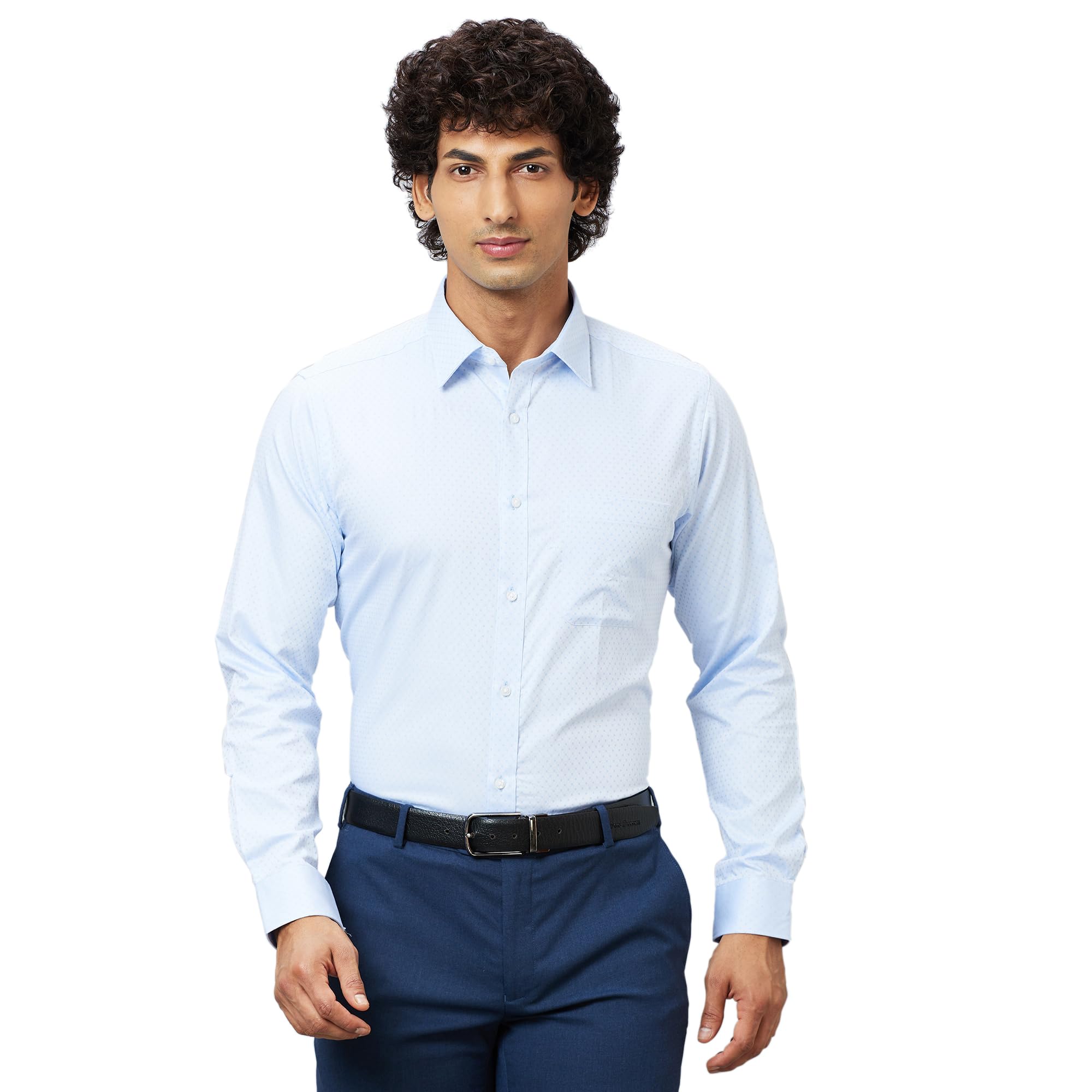 raymond Men's Pure Cotton Structure Pattern Slim Fit Semi Cutaway Collar Full Sleeve Formal Shirt-picture-12