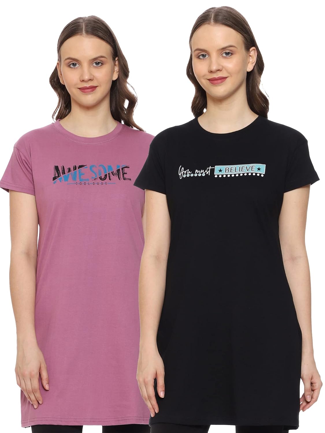 Women’s 100% Cotton Knee Length Nighty(Pack of 2)-Combo