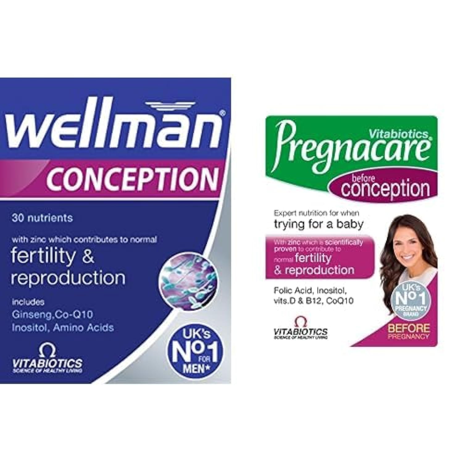 Bundle: Wellman Conception 30 Tablets + Pregncare Conception 30 Tablets