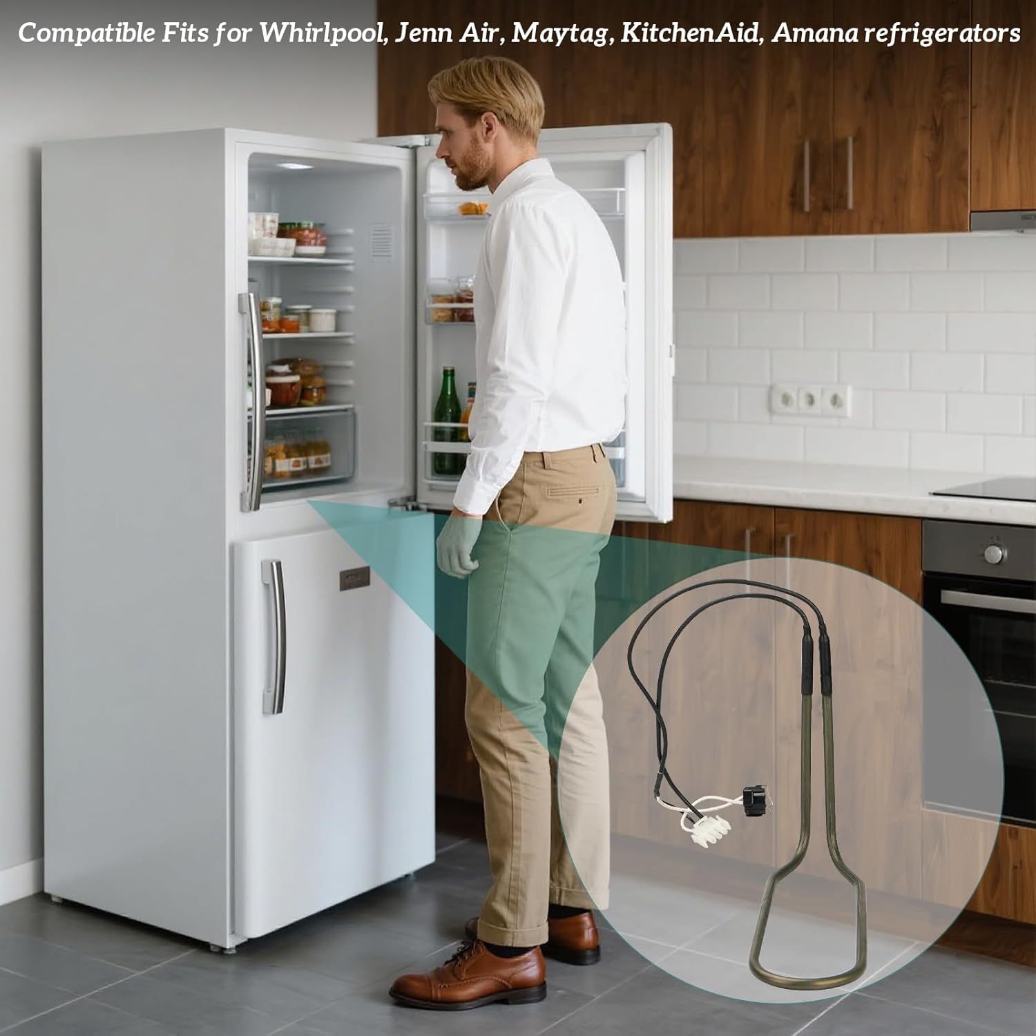 Upgraded 61006199 Refrigerator Defrost Heater with Thermostat, Compatible with Whirlpool Maytag Refrigerators