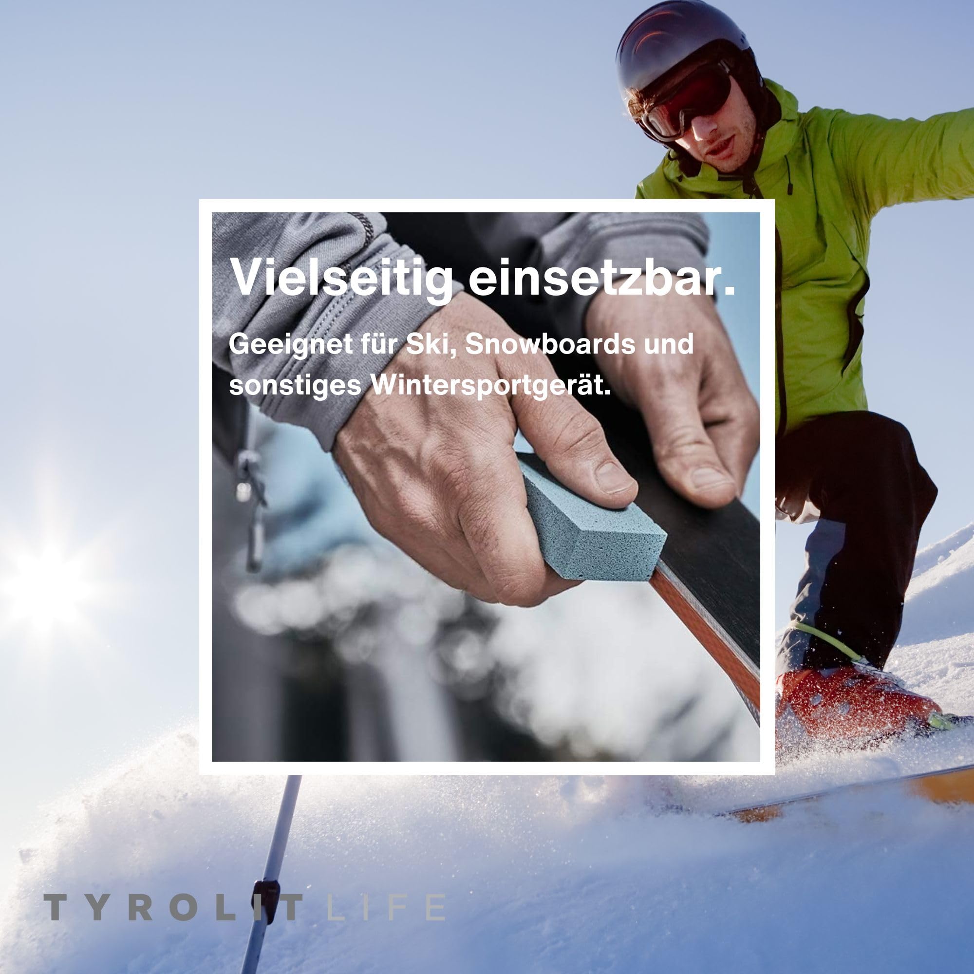 Tyrolit Life universelles Kantengummi für leistungsstarke Snow Board und Skikanten - Hochwertiger Schleifgummi zum Entrosten, Entgraten und Reinigen - Kanten Tuning für Wintersportgeräte