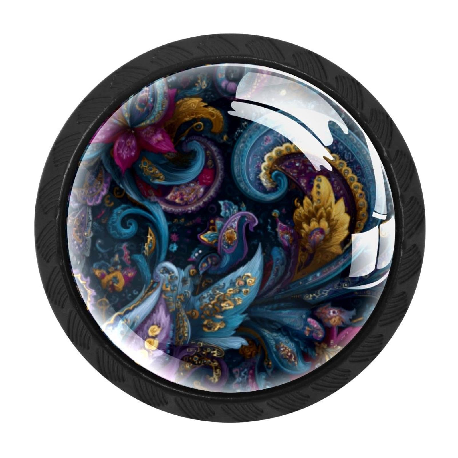 CHENZZZZ 4 Pack Cabinet Pulls Swirls Floral Elements Ornamental (3) Kitchen Drawer Pulls Cabinet Handles