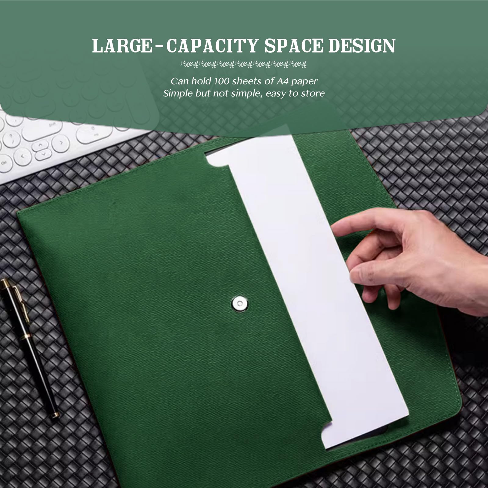 Skyzone A4 Document Folder Wallet, PU Leather Travel Document Holder Organizer, Waterproof File Folder with Snap Closure - Image 3