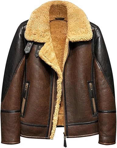 Amazon.com: De los hombres Shearling chamarra de piel B3, color café claro  chamarra para hombre chamarra de piel Original de la Aviación Vuelo chamarra,  XS, Marrón : Ropa, Zapatos y Joyería