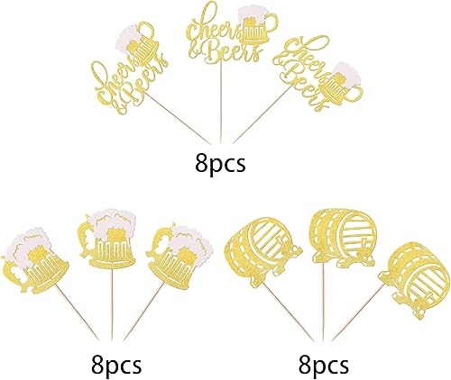 Miniatura 3 de Paquete de 24 adornos para cupcakes de champán con purpurina para cerveza, cervezas, cupcakes, barriles de vino, decoración de tartas, celebración,