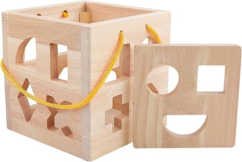Miniatura 5 de QZMTOY Juguetes clasificadores de formas con 19 bloques de forma, juguetes clásicos de madera para niños pequeños, regalo para niñas y niños de 2 a