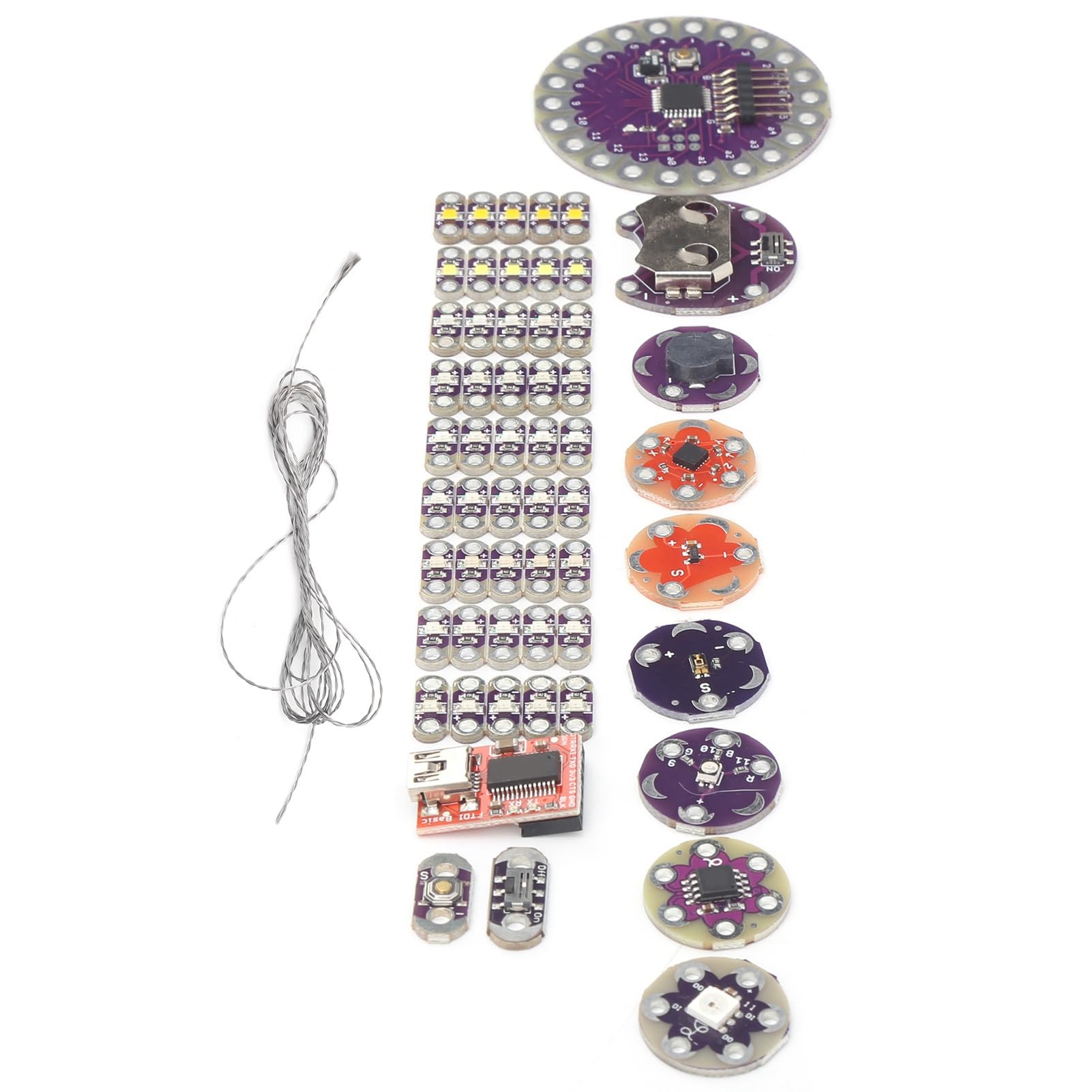 ANKROYU Starter kit di elettronica con filo conduttivo Scheda completa di sviluppo elettronico per cucire per progetti tecnologici indossabili Educazione STEM Appassionati di fai d
