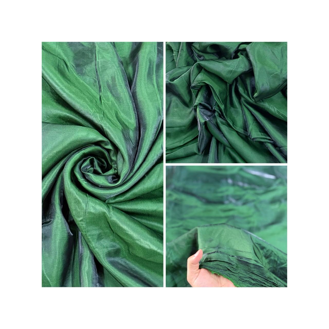 Kasturi Satin Silk Fabric 5.5 Meter x 44 Inch Width | Premium Shiny Smooth Dress Material | Soft No Lining Needed Cloth for Gown, Saree, Blouse & Kurti |(Bottle Green)-image-21