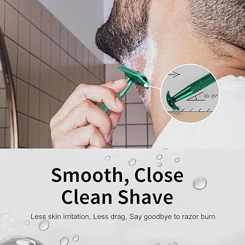 Miniatura 64 de Maquinilla de afeitar de seguridad de doble filo con soporte, maquinilla de afeitar de una sola hoja para hombres y mujeres, maquinilla de afeitar