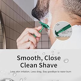 Double Edge Safety Razor, Single Blade Razors for Men and Women, Reusable Metal Razor with 10 Stainless Steel Double Edge Blades, Smooth and Close Wet Shaving, Plastic Free, Green