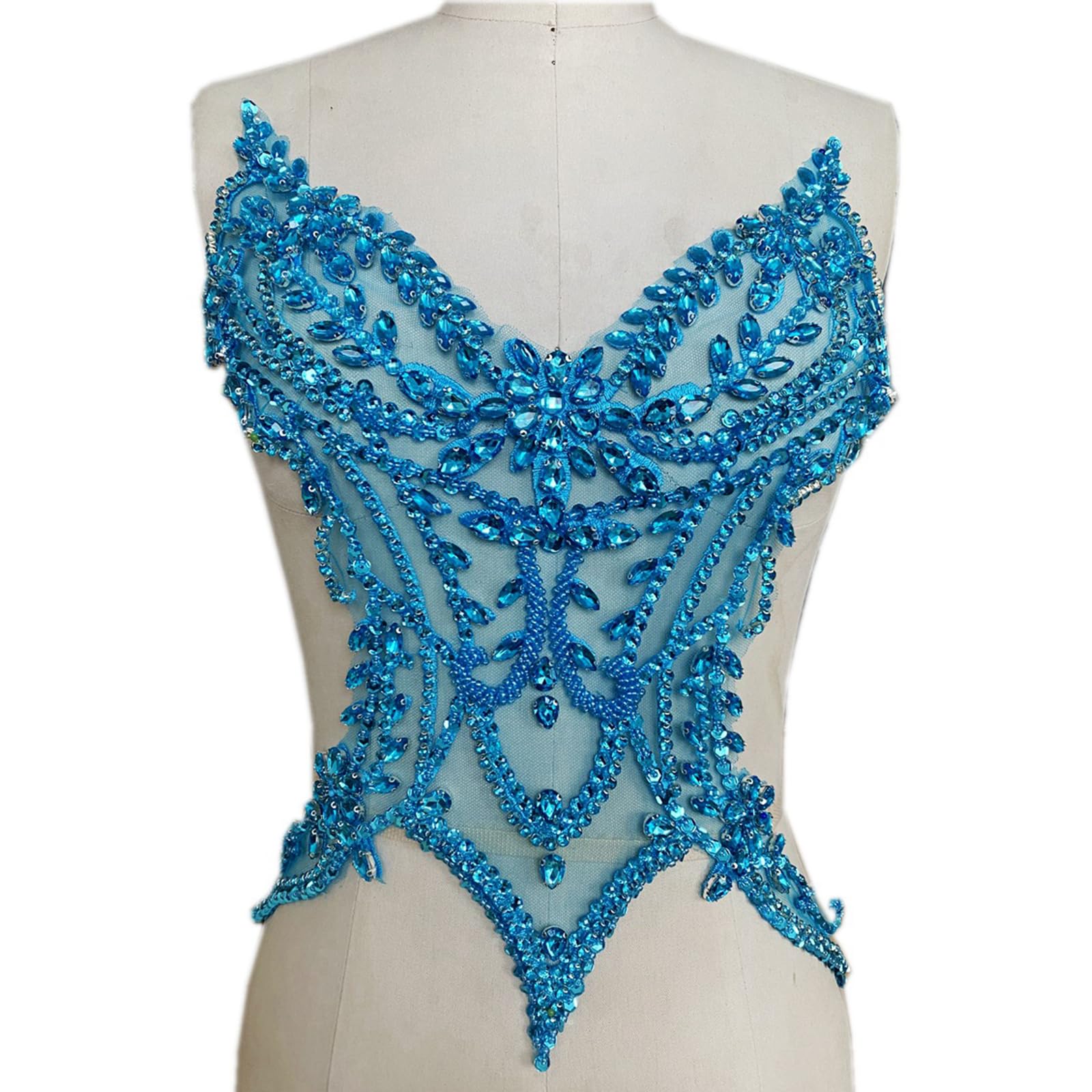 Jazuaiao 3D Costumes Appliques Patches Hand Beaded Rhinestones Sew on for Wedding Dresses and Prom Clothes Costumes Appliques