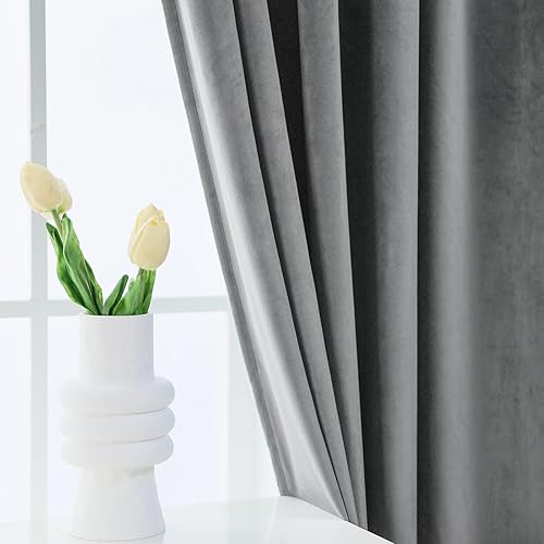 Miniatura 5 de Pleasant Boulevard - Cortinas de terciopelo blackout para decoración interior de habitaciones y ventanas grandes, elegantes, estilo con ojales, 2
