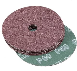 uxcell 4-Inch x 5/8-Inch Aluminum Oxide Resin Fiber Discs, Center Hole 60 Grit Sanding Grinding Discs, 15 Pack