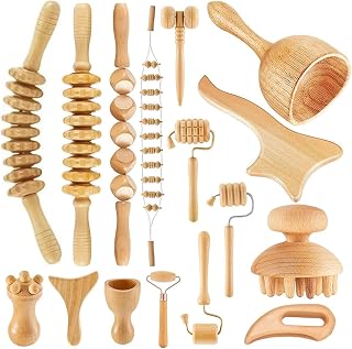 16 Piezas Herramientas de Masaje de Maderoterapia, Kit de Masajeador de Maderoterapia Completo Profes...