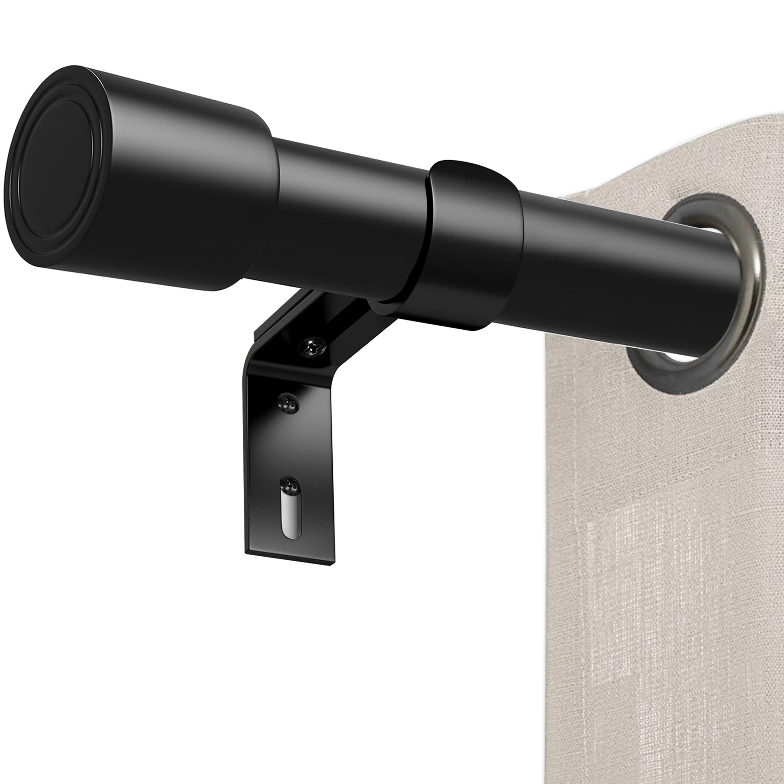 Eachans Curtain Rod for Windows 16 to 55 Inch, 25 mm Diamete Window Curtain Pole, Adjustable Heavy Duty Metal Single Curtain Rod Set with Aluminium Finials for Living Room, Bedroom, Bathroom