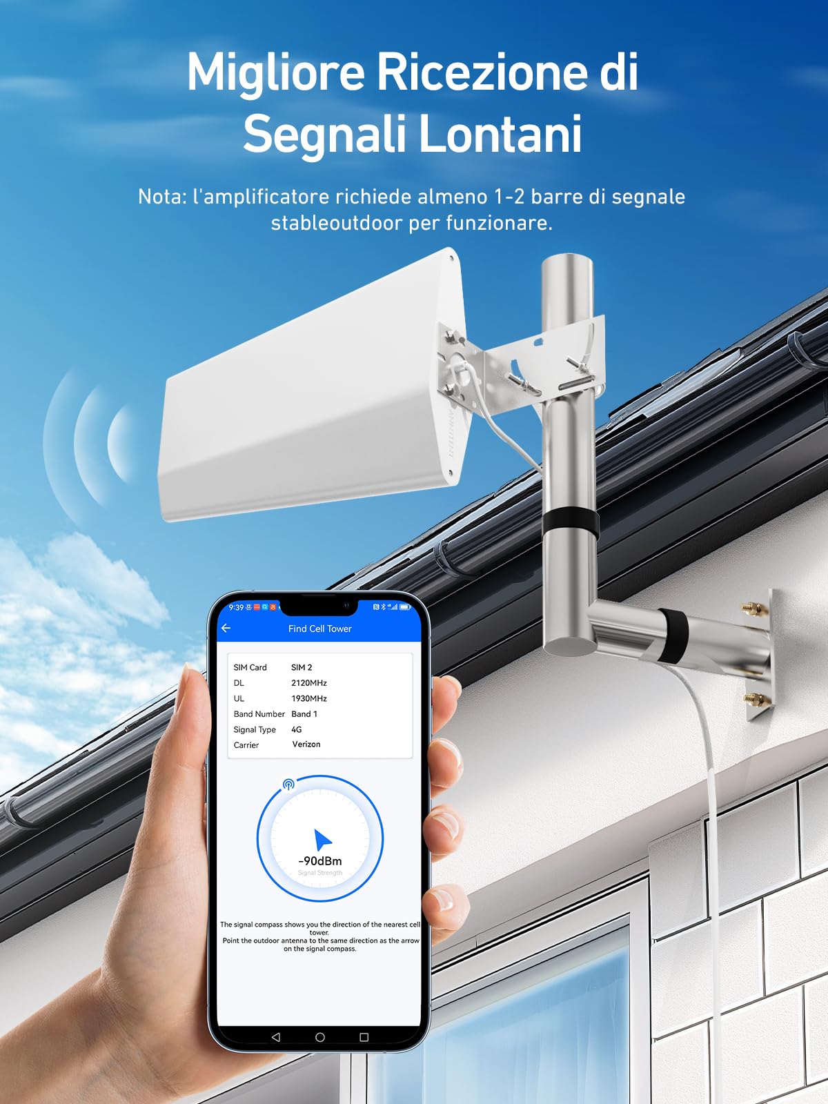 5G 4G LTE Amplificatore Segnale Cellulare Banda 28/20/8/3/1/7 Ripetitore GSM di 70 dB Ripetitore Segnale Cellulare Supporta Tutti Gli Operatori, Con Schermo LCD ad Alta Definizione