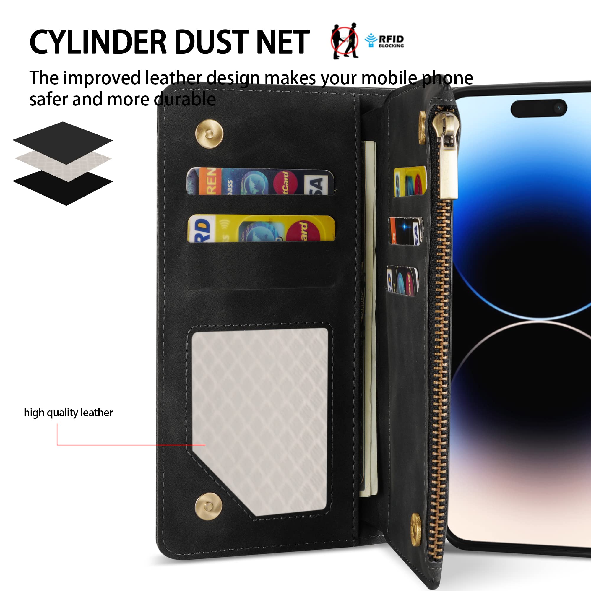 Amazon.com: ZZXX for iPhone 14 Pro Case Wallet with [RFID Blocking