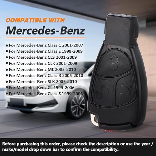 Miniatura 4 de Yewong Llavero remoto de entrada sin llave para automóvil con 3 botones para Mercedes-Benz ML S CLK CL C E S Clase IYZ 3312 625EB471 433MHz