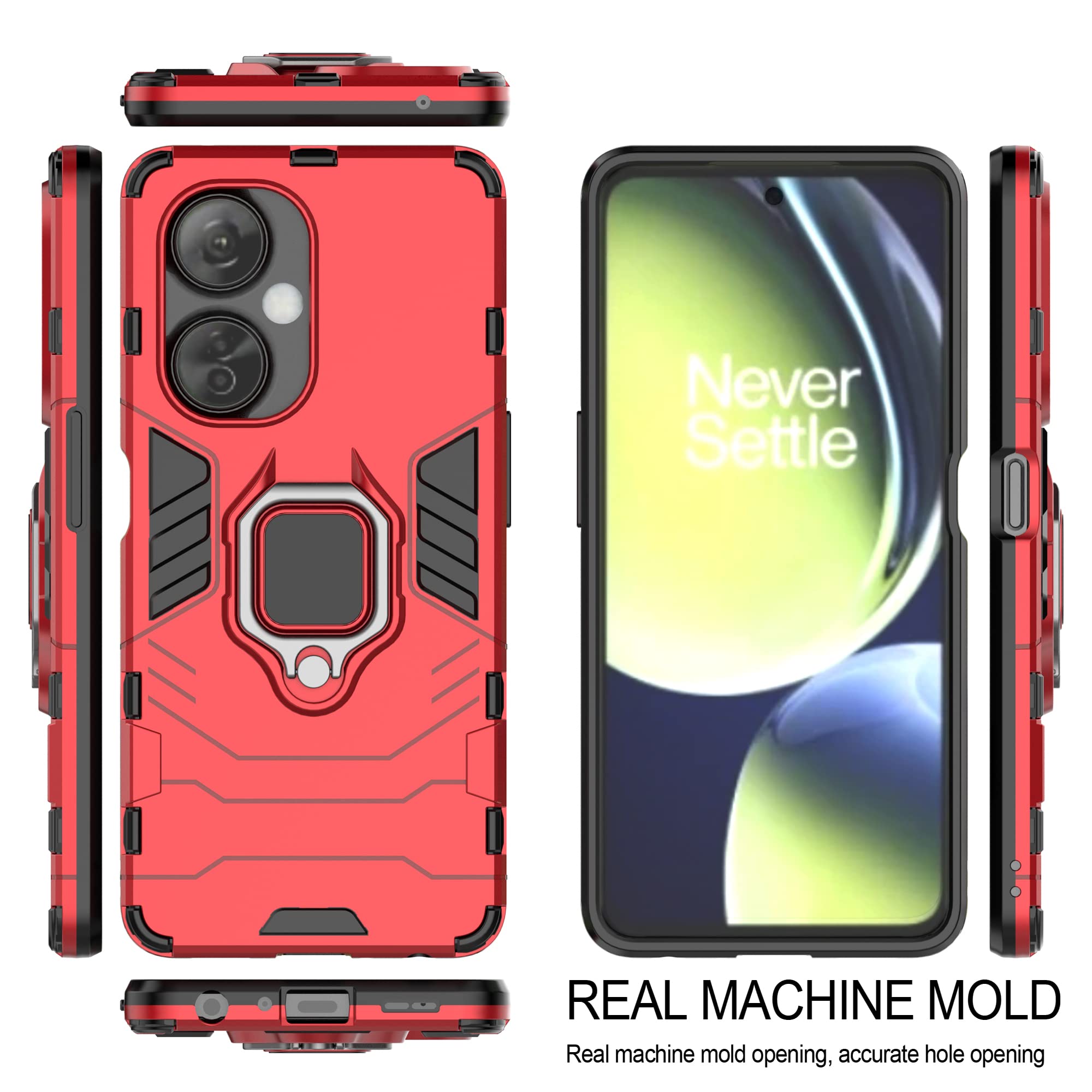 ESTH® Coque pour OnePlus Nord CE 3 Lite 5G/Nord N30 5G avec Support Invisible [Qualité Militaire Anti-Chute Protection] [Fonction de Support de Voiture magnétique] Étui PC et TPU, Noir
