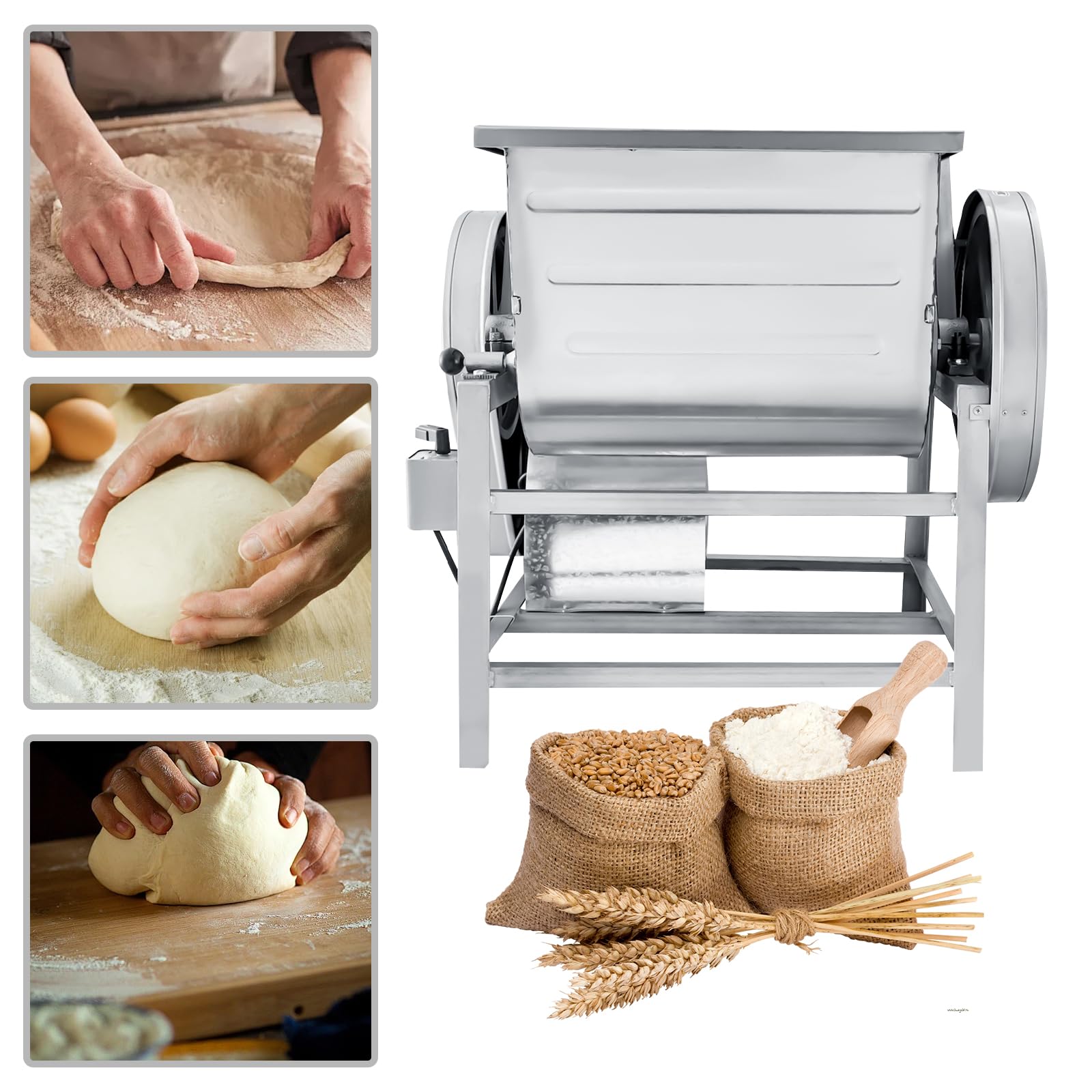 New Commercial Electric Dough Mixer 30QT 110V Mixing Machine with 2 Speeds Kneading Machine, 50 RPM 1.5KW Kitchen Simple Filling and Dough Mixer Equipment