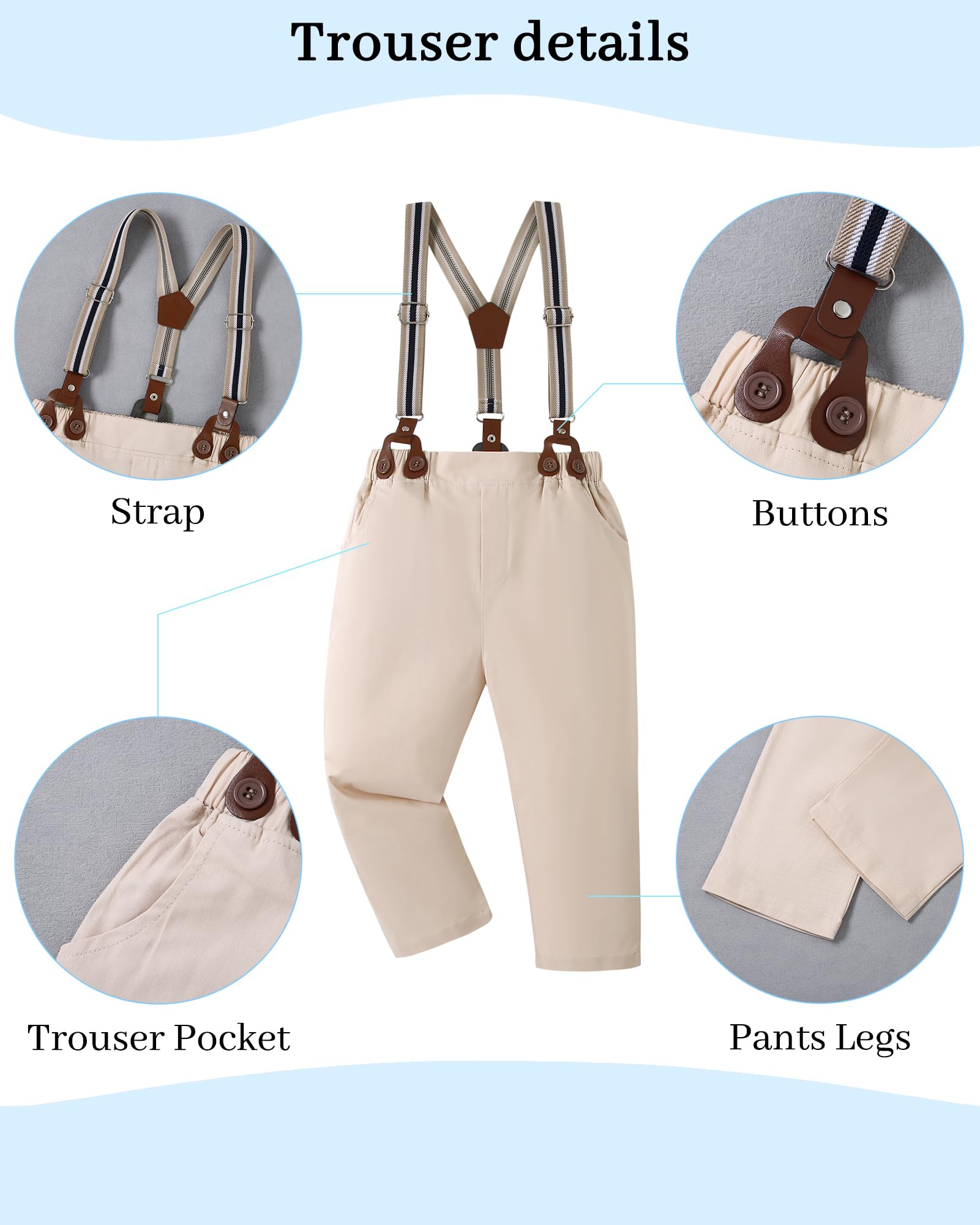 YUEMION Kleinkind Baby Jungen Kleidung Anzüge Gentleman Kleid Hemd + Fliege + Weste + Strapshose Junge formelle Hochzeit Outfits Set 1-5T
