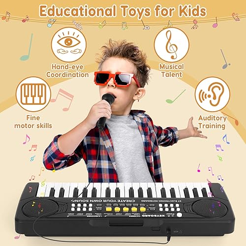 Miniatura 6 de M SANMERSEN Piano para niños teclado electrónico de piano para niños 37 teclas con 4 tamboressonido de animales 11 demostraciones juguetes de piano