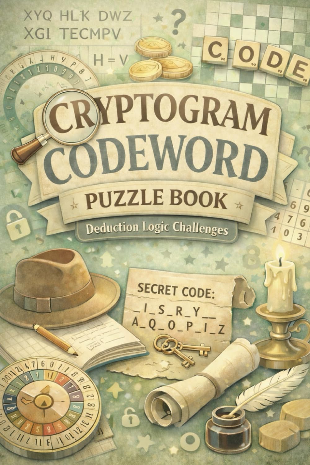 Cryptogram Codeword Puzzle Book (Deduction Logic Challenges): 60 Premium Brain Puzzles: Cryptograms, Codewords, and Logical Deduction Cases with Solutions